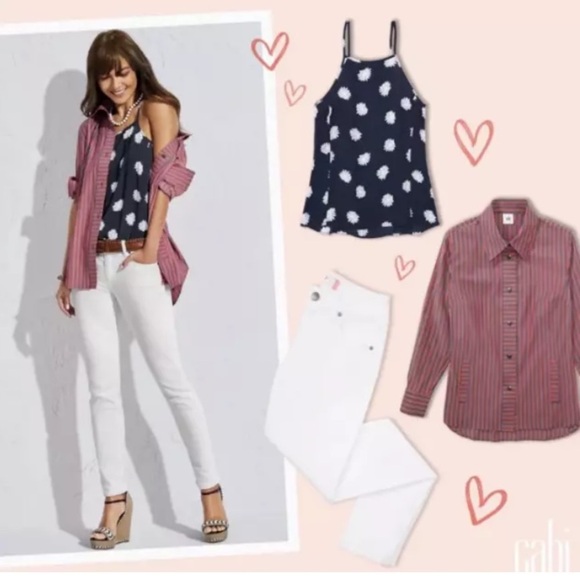 Cabi Regatta Shacket Button Down‎ Striped Womens Size Medium NWT - Picture 1 of 12